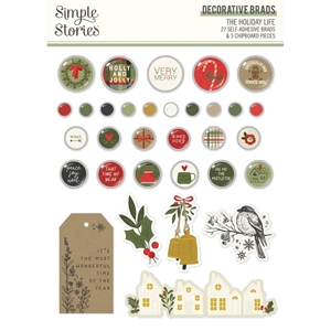 Picture of Simple Stories Decorative Brads - The Holiday Life, 32pcs