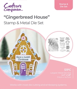 Picture of Crafter's Companion Gemini Shaped Card Base Σετ Σφραγίδες και Μήτρες Κοπής - Gingerbread House, 51τεμ.