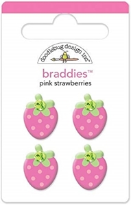 Picture of Doodlebug Design Braddies Αυτοκόλλητα Brads - Pink Strawberries, 4 τεμ.