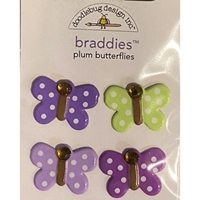 Εικόνα του Doodlebug Design Braddies Αυτοκόλλητα Brads - Plum Butterflies, 4 τεμ.