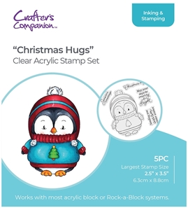 Picture of Crafter's Companion Cute Penguin Clear Stamps - Christmas Hugs, 5pcs