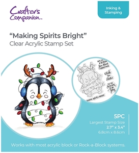 Picture of Crafter's Companion Cute Penguin Clear Stamps Διάφανες Σφραγίδες - Making Spirits Bright, 5τεμ.