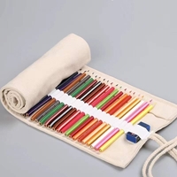Εικόνα του Canvas Roll Up Pencil Case Κασετίνα - White, 36 Θέσεις