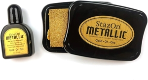 Picture of StazOn Opaque Solvent Ink Kit Μεταλλικό Μελάνι & Ανταλλακτικό Για Ημιπορώδεις Και Μη Πορώδεις Επιφάνειες - Gold, 4τεμ.