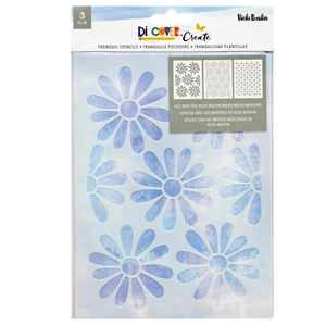 Picture of American Crafts Vicki Boutin Stencil Set - Discover + Create, Tranquil, 3pcs