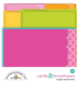 Picture of Doodlebug Design Cards & Envelopes - Cute & Crafty, Bright Assortment, 12pcs