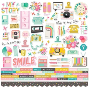 Picture of Simple Stories Cardstock Αυτοκόλλητα 12"X12" - True Colors, 95τεμ.