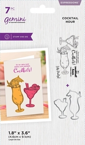 Picture of Crafter's Companion Gemini Stamp & Die Σετ Σφραγίδες και Μήτρες Κοπής - Cocktail Hour, 7τεμ.