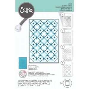 Picture of Sizzix A6 Layered Stencils - Geo Crystals, 4pcs