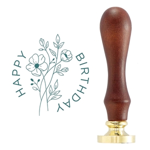 Picture of Spellbinders Wax Stamp with Wooden Handle - Sealed, Wildflower Happy Birthday