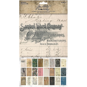 Picture of Tim Holtz Idea-Ology Backdrops Double-Sided Cardstock 6" x 10" - Volume 1, 24pcs