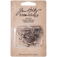 Picture of Tim Holtz Idea-Ology Metal Loop Pins 1" - Antique Nickel, Brass & Copper, 24τεμ.