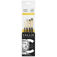 Picture of Willow Wolfe Callia Artist Mixed Media Starter Brush Set - Set 100: Liner, Round, Angle, Flat, 4pcs