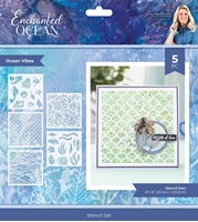 Picture of Crafter's Companion Stencil 8'' x 8'' - Enchanted Ocean, Ocean Vibes, 5pcs
