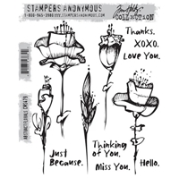Picture of Stampers Anonymous Tim Holtz Cling Stamps 7"x 8" - Abstract Florals, 12pcs