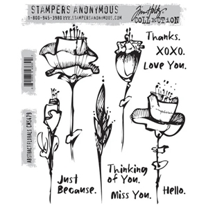 Picture of Stampers Anonymous Tim Holtz Σετ Σφραγίδες 7"X8.5" - Abstract Florals, 12τεμ.
