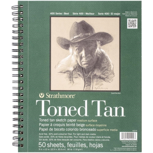 Picture of Strathmore 400 Series Sketch Toned Tan Pad 23 x 31 cm | Μπλοκ Σχεδίου σε Ζεστό Μπεζ Τόνο 118gsm, 50 Φύλλα