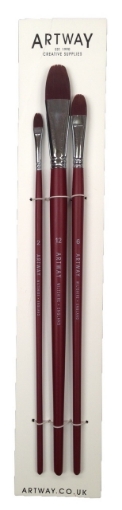 Picture of Artway Long Handle Nylon Brush Set - Σετ Πινέλων Filbert Nylon, 3τεμ