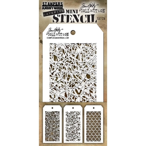 Picture of Tim Holtz Mini Layered Στένσιλ Σετ No.24 – Trellis, Ornate, Leafy, 3 τεμ. 
