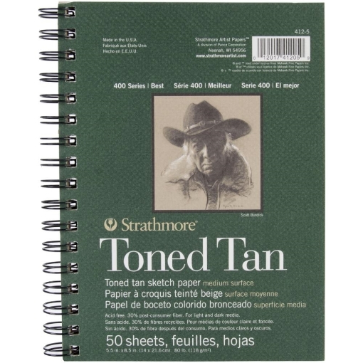 Picture of Strathmore 400 Series Sketch Toned Tan Pad 14 x 22 cm | Μπλοκ Σχεδίου σε Ζεστό Μπεζ Τόνο 118gsm, 50 Φύλλα