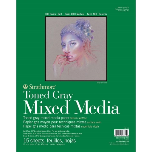 Picture of Strathmore Series 400 Paper Pad - Μπλοκ Mixed Media - Toned Grey, 28 x 36 cm 