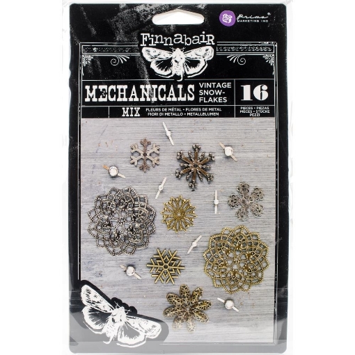 Picture of Finnabair Mechanicals Metal Embellishments – Vintage Snowflakes – Μεταλλικά Διακοσμητικά Νιφάδες Χιονιού Παλαίωσης, 16τεμ.
