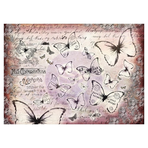 Picture of Finnabair Mixed Media Tissue Paper – Flutter – Σετ με Διακοσμητικό Χαρτί Υφής με Πεταλούδες  - Flutter, 6 Φύλλα
