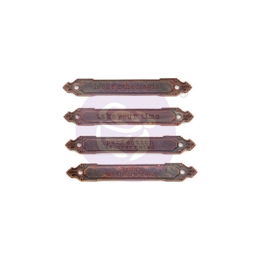 Picture of Finnabair Mechanicals Metal Embellishments – Rusty Labels – Μεταλλικές Διακοσμητικές Ετικέτες με Πατίνα Σκουριάς, 4τεμ.