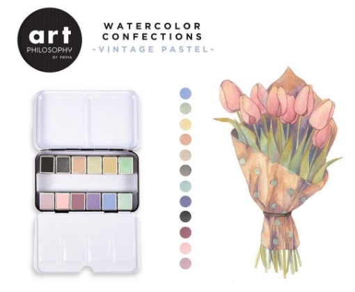 Picture of Art Philosophy Watercolor Confections - Vintage Pastels – Παλέτα Χρωμάτων Ακουαρέλας 12 Αποχρώσεων
