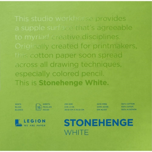 Picture of Stonehenge Paper Pad Smooth Vellum - Μπλοκ με Βαμβακερό Χαρτί  20 x 20 cm - White, 15 pages, 250gsm