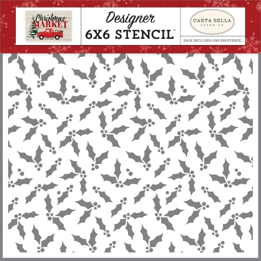 Picture of Carta Bella Στένσιλ 6"X6" - Christmas Market, Christmas Holly