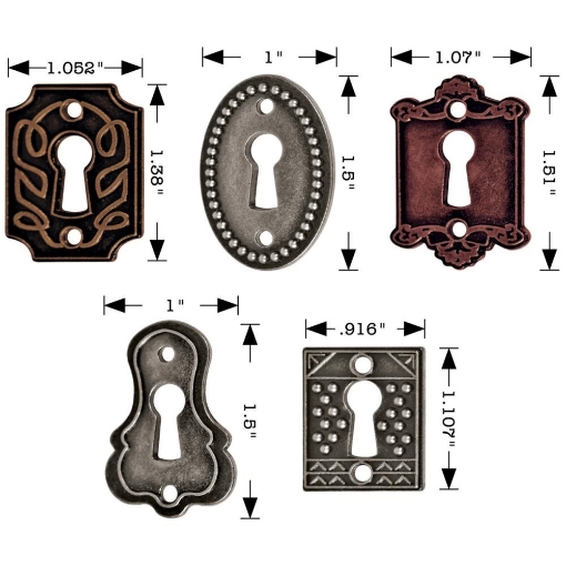 Picture of Tim Holtz  Idea-Ology Metal Keyholes - Antique Nickel, Brass & Copper