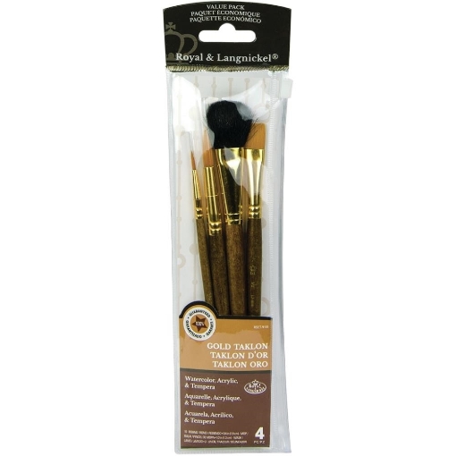 Picture of Royal & Langnickel Gold Taklon Value Pack | Σετ Πινέλων με Θήκη, 4 τεμ.