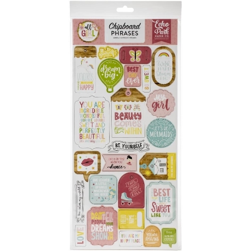 Picture of Echo Park Chipboard Stickers Αυτοκόλλητα - All Girl, Phrases