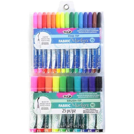 Picture of Tulip Fabric Markers Fine & Brush Tip - Μαρκαδόροι για Ύφασμα, 25τμχ
