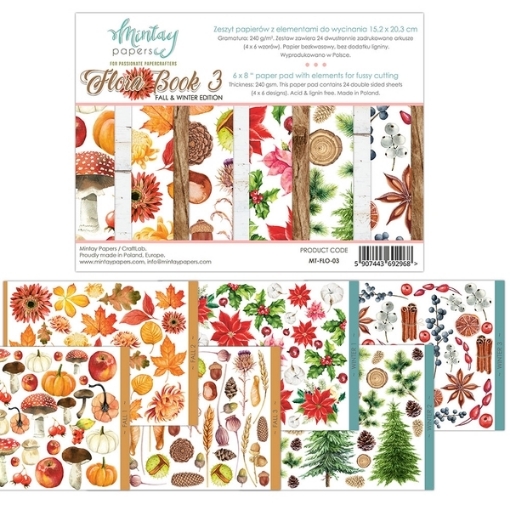 Picture of Mintay Papers Paper Book for Fussy Cutting Μπλοκ Με Σχέδια Κοπής 6"x8" - Flora Book 3, Fall & Winter Edition 