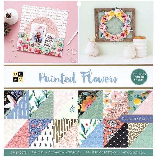 Picture of DCWV Double-Sided Cardstock Stack 12"X12" - Painted Flowers