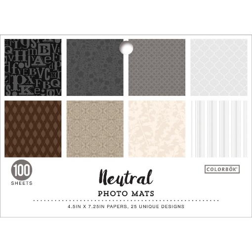 Picture of Colorbok Neutral Designer Paper Photo Mats 4,5" x 7,25" | 100 Φύλλα