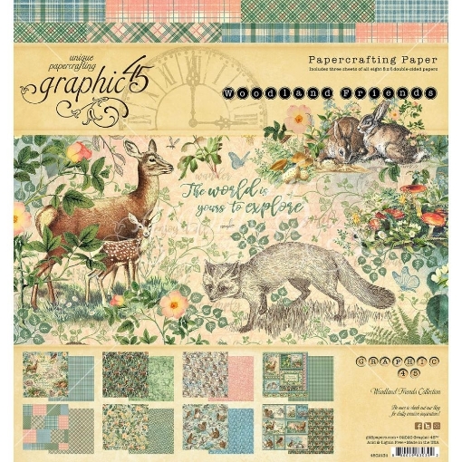 Picture of Graphic 45 Μπλοκ Scrapbooking Διπλής Όψης 8"X8" - Woodland Friends