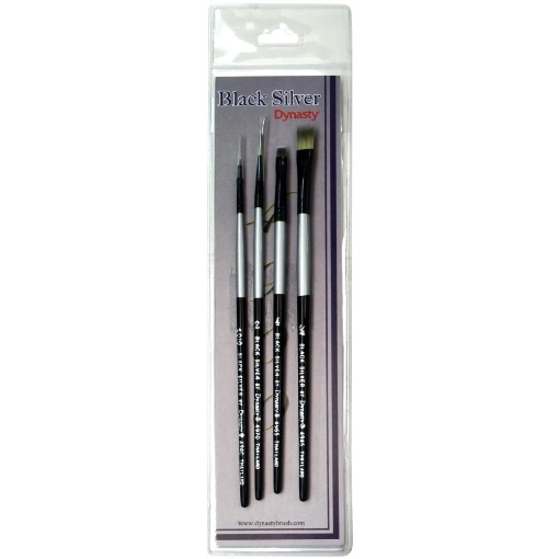 Picture of Dynasty Black Silver Σετ Πινέλων - Rake 1/4, Shader 4, Liner 10/0, Round 2