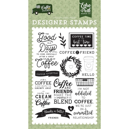 Picture of Echo Park Clear Stamps Set Σετ Διάφανες Σφραγίδες Coffee & Friends Σετ Σφραγίδες - Coffee Addict, 17τεμ