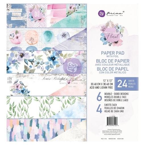 Picture of Prima Marketing Watercolor Floral Μπλοκ Scrapbooking Διπλής Όψης 12"X12"