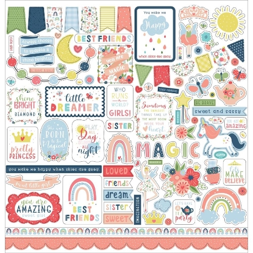 Picture of Echo Park Cardstock Αυτοκόλλητα 12"X12" - Little Dreamer Girl