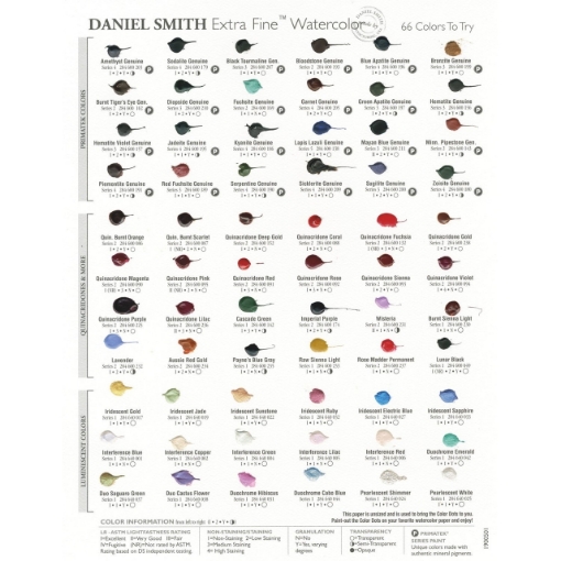 Picture of Daniel Smith Extra Fine Watercolors Dot Card Κάρτα Δοκιμής - 66 Χρώματα