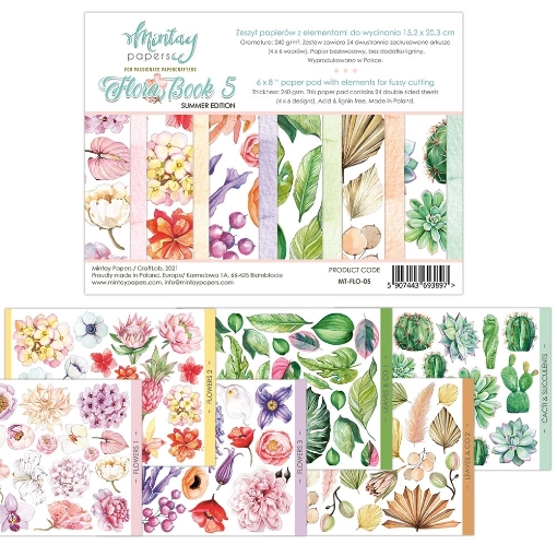 Picture of Mintay Papers Flora Book 5 – Summer Edition 6''×8'' | Μπλοκ Fussy Cutting Καλοκαιρινών Λουλουδιών