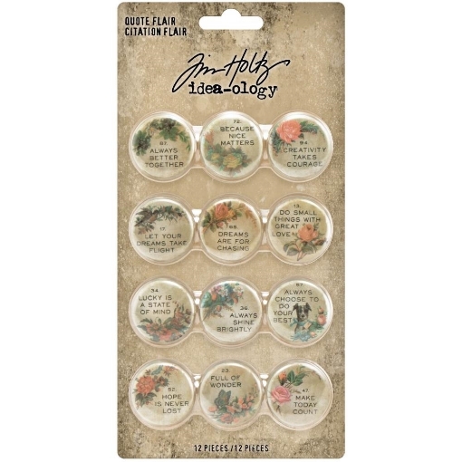 Picture of Tim Holtz Idea-Ology Quote Flair Buttons - Διακοσμητικά Flair, 12τεμ.