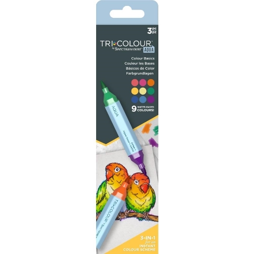 Picture of Spectrum Noir TriColour Aqua Markers Μαρκαδόροι Ακουαρέλας 3 σε 1 - Colour Basics, 3τεμ. (9 Χρώματα)