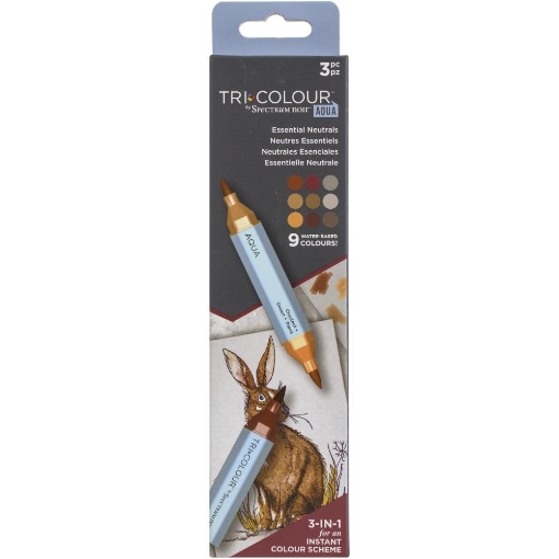 Picture of Spectrum Noir TriColour Aqua Markers - Μαρκαδόροι Ακουαρέλας 3 σε 1, Essential Neutrals  (9 Χρώματα)