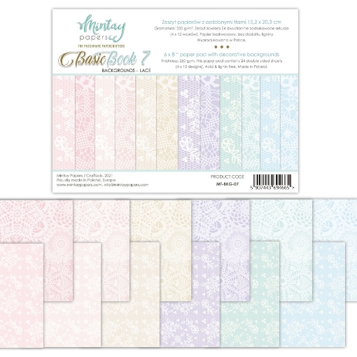 Picture of Mintay Papers Basic Book 7 – Backgrounds Lace 6''×8'' | Μπλοκ Scrapbooking Φόντων Δαντέλας
