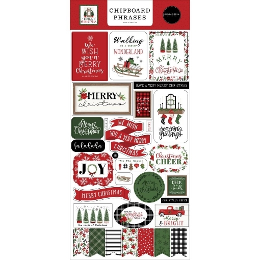 Picture of Carta Bella Chipboard Accents Διακοσμητικά Die-cuts -  Home for Christmas, Phrases, 30τεμ